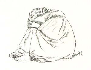 Representation of this blogger, bereft at the thought there is so long to wait for the next series of Doctor Who. Please excuse artistic licence. 