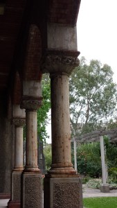The cloister surrounding the quadrangle. All around me are patterns of stately decay. 
