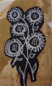 Lil sketch, stuck on the innards of a book from 1920 that gives it texture. 